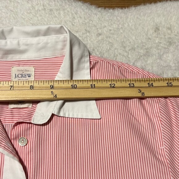 J. Crew Pink Striped 100% Pure Cotton Button Down Long Sleeve Shirt Size 0 - Picture 8 of 10
